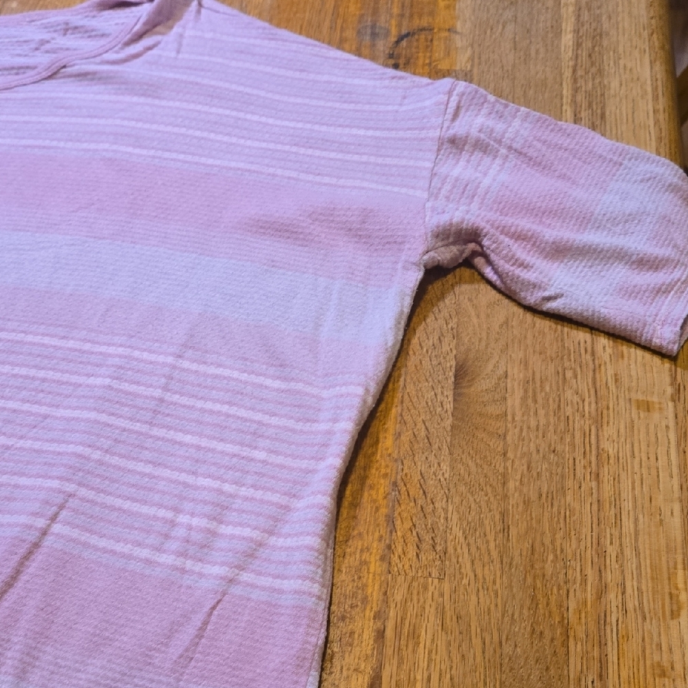 LuLaRoe Women Small Irma Pink Textured Stripe Hi-Lo Stretch Oversized‎ Tunic - Picture 4 of 7